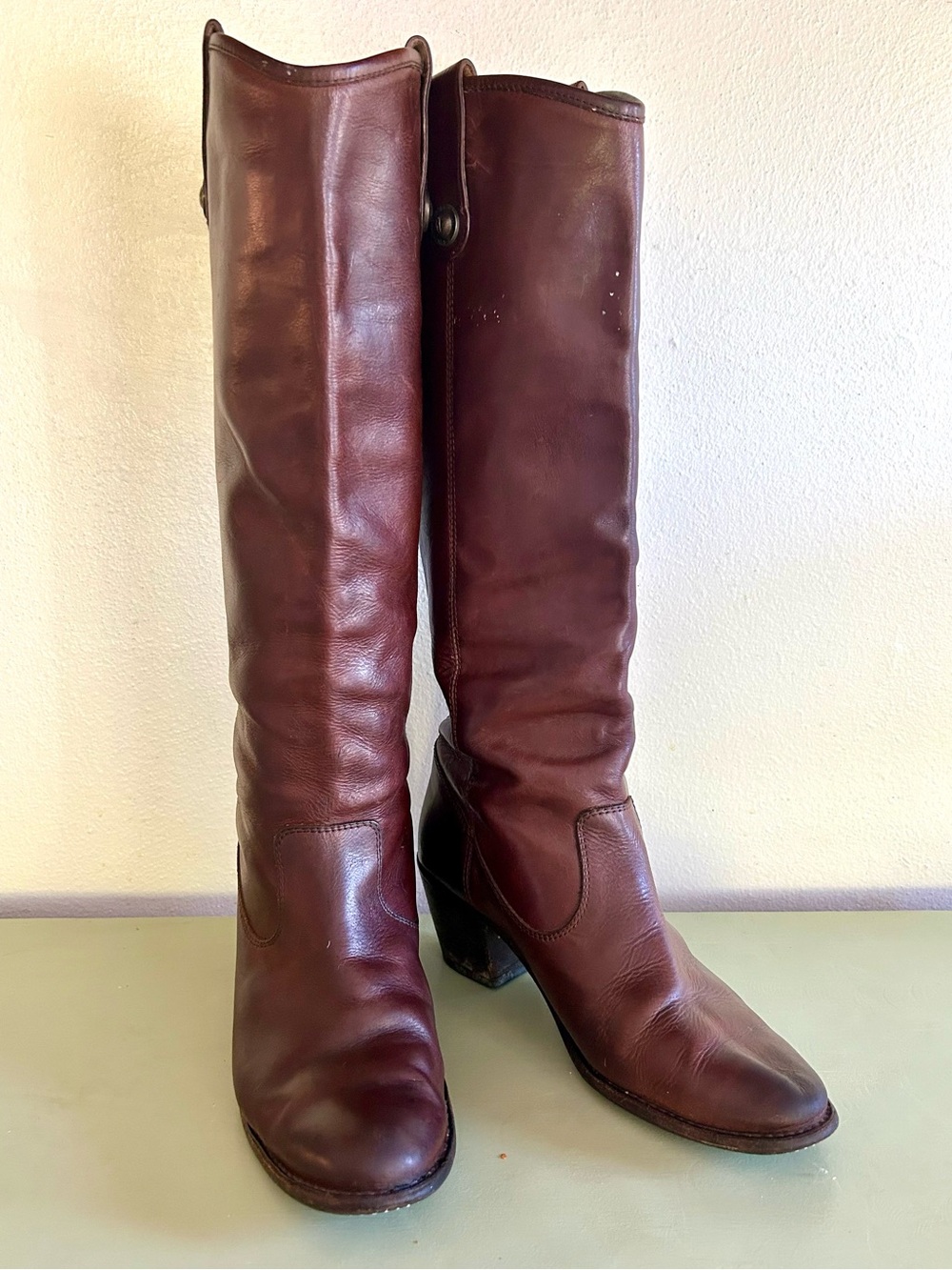 FRYE Women's Tall Leather Riding Boots - Burgundy